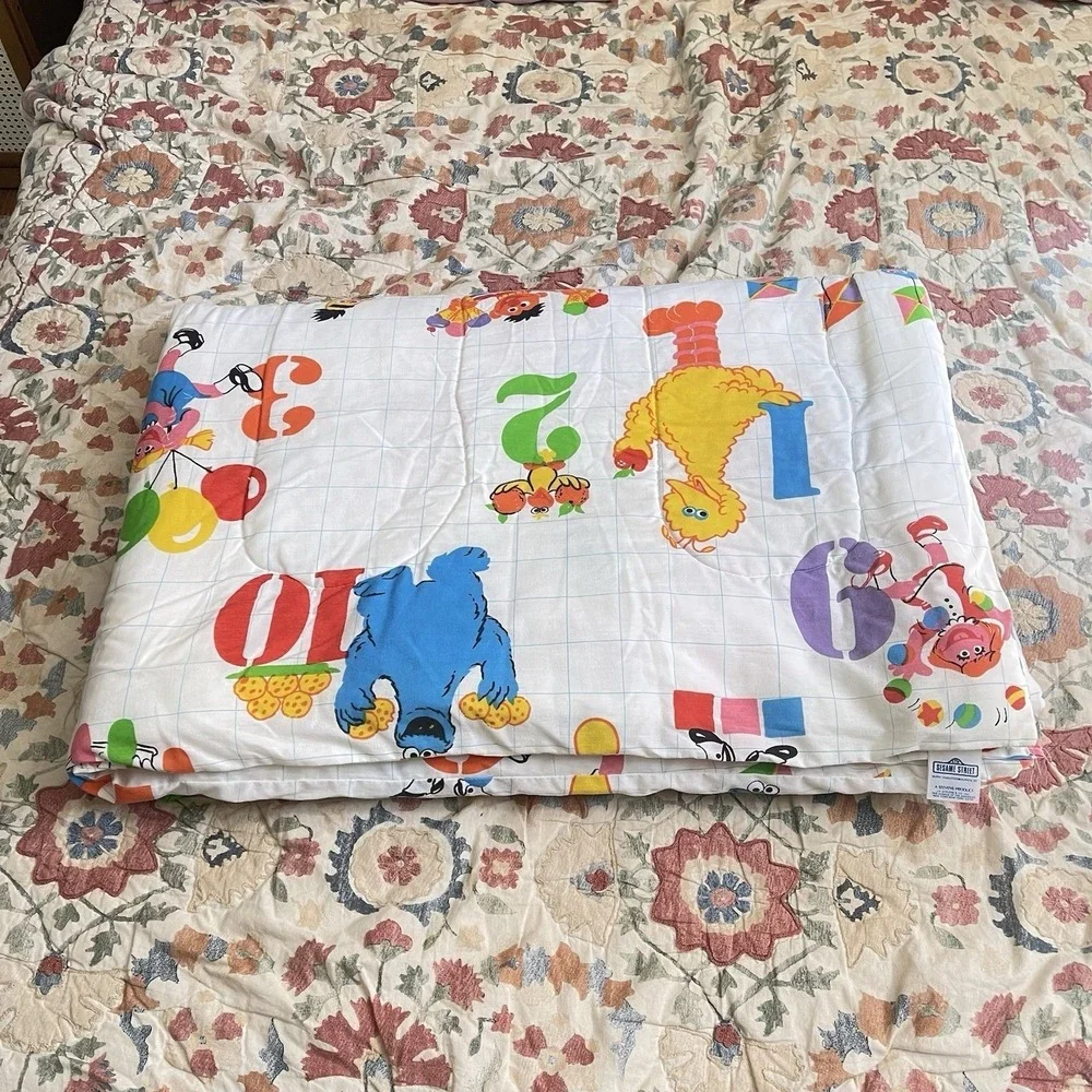 VTG Stevens Sesame Street ABC Blanket‎ Comforter Big Bird Cookie Monster 58x75